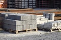 Warehouse cinder block and products from cement slurry on the base.