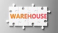 Warehouse complex like a puzzle - pictured as word Warehouse on a puzzle pieces to show that Warehouse can be difficult and needs