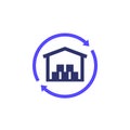 warehouse, depot icon with arrows