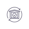 warehouse, depot line icon with arrows Royalty Free Stock Photo