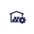 warehouse, distribution optimization icon on white