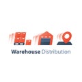 Wholesale supply chain concept, warehouse and distribution, storage depot service, order shipping