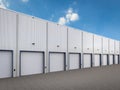Warehouse exterior with shutter doors Royalty Free Stock Photo