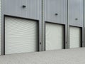 Warehouse exterior with shutter doors