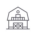 Warehouse,farm,barn vector line icon, sign, illustration on background, editable strokes Royalty Free Stock Photo