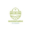 Warehouse with field farm village logo design Royalty Free Stock Photo