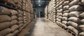 Warehouse Filled With Sandbags