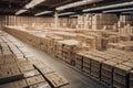 warehouse filled with stacks of neatly organized boxes, ready for shipping