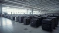 warehouse of finished products of the plant for the manufacture of plastic suitcases and boxes