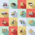 Warehouse Flat Icons Set Royalty Free Stock Photo