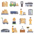 Warehouse Flat Icons Set