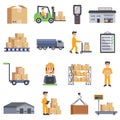 Warehouse Flat Icons Set Royalty Free Stock Photo