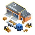 Warehouse forklift concept background, isometric style Royalty Free Stock Photo