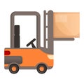 Warehouse forklift icon, cartoon style