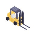 Warehouse forklift isometric vector icon