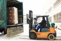 Warehouse forklift loader work
