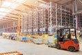 The warehouse full of goods, boxes and shelves. Industrial background container plant manufacturing manufacture production