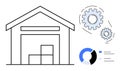 Warehouse with Gear Mechanisms and Data Analytics Elements for Operational Efficiency Royalty Free Stock Photo