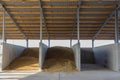 Warehouse for grain storage. View inside a large grain drying store. Grain storage hangar. Agricultural complex on a farm Royalty Free Stock Photo