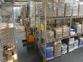 Warehouse with high shelves