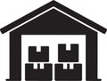 Warehouse Icon Filled with Cardboard Boxes for Storage and Distribution Vector Royalty Free Stock Photo