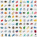 100 warehouse icons set, isometric 3d style Royalty Free Stock Photo