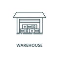 Warehouse illustration vector line icon, linear concept, outline sign, symbol