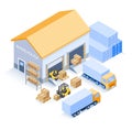 Warehouse industrial isometric vector illustration