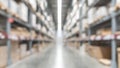 Warehouse industry blur background with  logistic wholesale storehouse, blurry industrial silo interior aisle for furniture Royalty Free Stock Photo