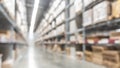 Warehouse industry blur background with logistic wholesale storehouse  blurry industrial silo interior aisle Royalty Free Stock Photo