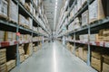 Warehouse industry blur background with logistic wholesale storehouse. Royalty Free Stock Photo