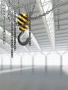 Warehouse interior with crane hook Royalty Free Stock Photo