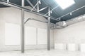 Warehouse interior with empty banner side Royalty Free Stock Photo