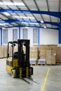 Warehouse interior and forklift