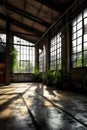 warehouse interior with natural light from windows