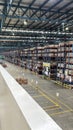 warehouse interior with shelves, pallets and boxes. Bekasi, Indonesia, November 20, 2023