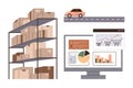 Warehouse inventory management, logistics and e-commerce dashboard with data analytics and delivery car Royalty Free Stock Photo