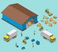 Warehouse isometric flat vector illustration.