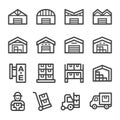 Warehouse line icon set Royalty Free Stock Photo