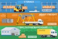Warehouse and logistics banner set. Royalty Free Stock Photo