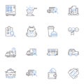 Warehouse logistics line icons collection. Inventory, Shipment, Pallet, Stocktaking, Loading, Unloading, Packaging