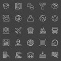 Warehouse and logistics outline icons