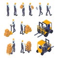 Warehouse Man Sign 3d Icon Set Isometric View. Vector