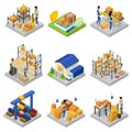 Warehouse management isometric 3D set