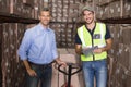 Warehouse manager and foreman working together Royalty Free Stock Photo