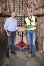 Warehouse manager and foreman working together Royalty Free Stock Photo