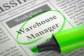 Warehouse Manager Job Vacancy. 3D.