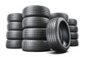 Warehouse with new car tires 3D render Royalty Free Stock Photo