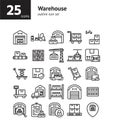 Warehouse outline icon set. Royalty Free Stock Photo