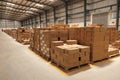 Warehouse, package shipment, freight transportation and delivery concept, cardboard boxes on pallet Royalty Free Stock Photo